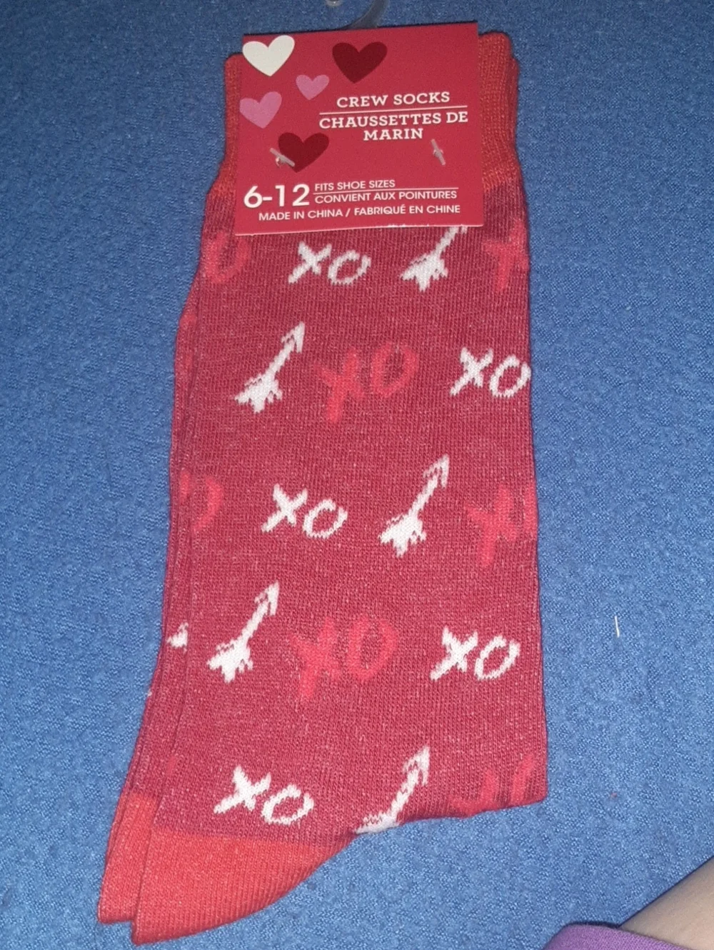Women's Crew Socks - Red 'XO' Pattern